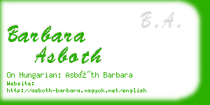 barbara asboth business card